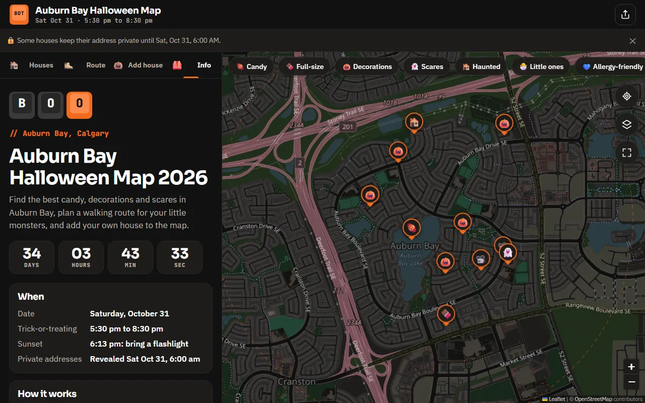 Auburn Bay Halloween Map